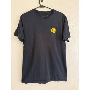 Red Eight Mens Black Melting Smiley Face Graphic Tee Shirt Medium Short‎ Sleeve